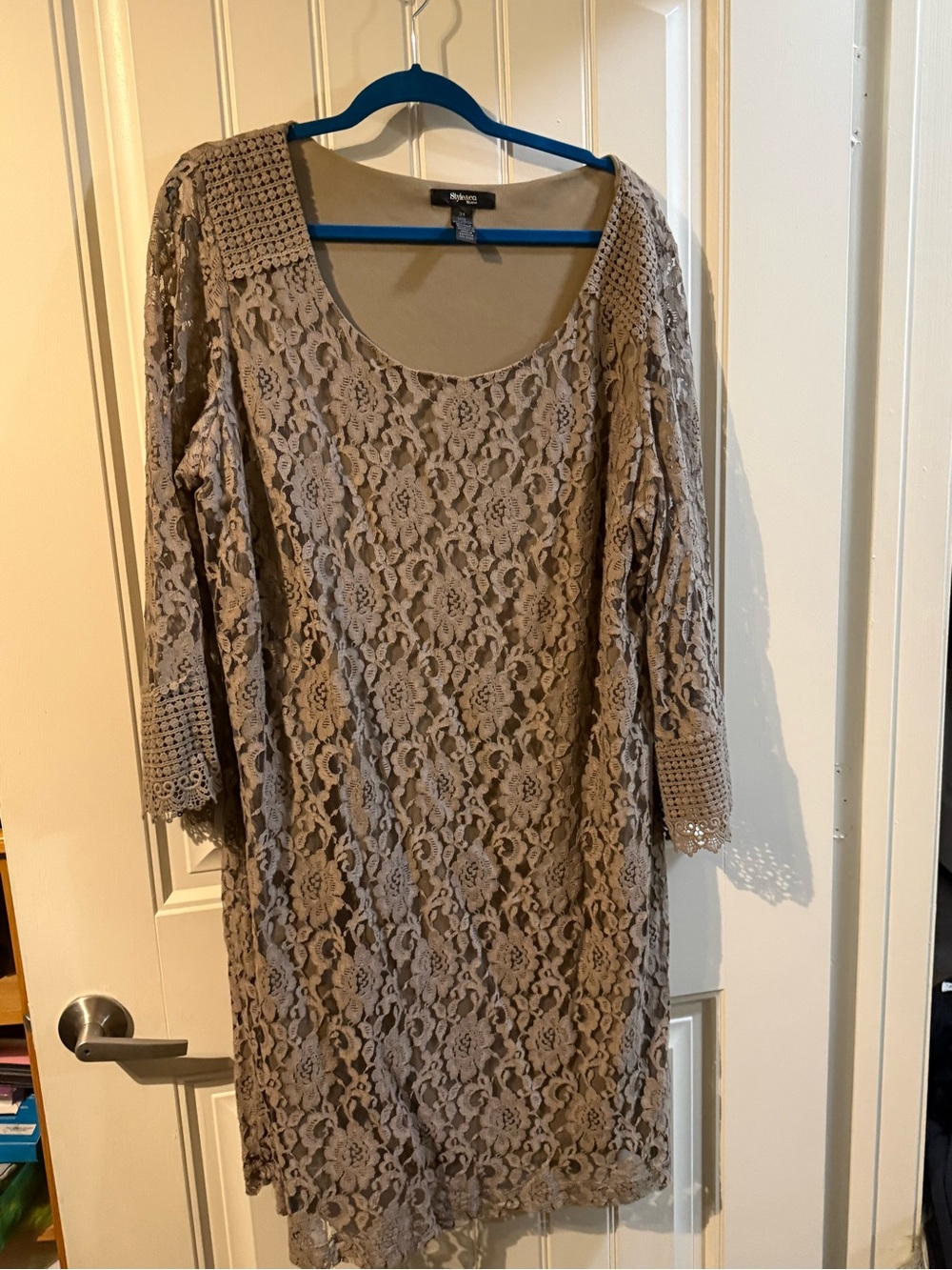 Style & Co. Woman 3X Taupe Jacket with Blue Trim